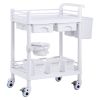 VEVOR 2 Tiers Lab Carts, Lab Utility Cart with 2 Trays, 2 Drawers & 4 Silent Wheels, Mobile Medical Cart with PP Material