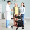 2-in-1 Red Rollator Walker & Wheelchair - 330 lbs Capacity, 8" PVC Wheels + X-Shaped Structure (Stability), Ideal for Seniors/Disabled
