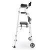 Elderly Rehabilitation Walker (330lbs): 2 Modes, Soft Seat, 5" Wear-Resistant Wheels, 1-Click Fold, H-Shaped Stable Design