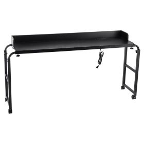 VEVOR Overbed Table: A Black Beauty! Mobile Bedside Table with 4 Wheels (2 Braked), Power Socket