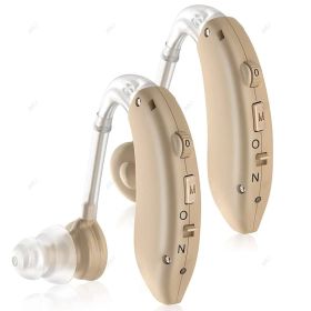 Rechargeable Digital Hearing Aid Adjustable Tone 2024 Best Sound Amplifier Portable Deaf Elderly BTE Hearing Aids (Color: SKIN 2 PCS)