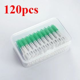 40/120pcsInterdental brush Soft silicone adaptive interdental brush Space brush orthodontic braces brush dental odontología (Color: C623-green 120Pcs)
