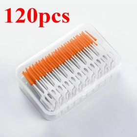 40/120pcsInterdental brush Soft silicone adaptive interdental brush Space brush orthodontic braces brush dental odontología (Color: C623-orange 120pcs)