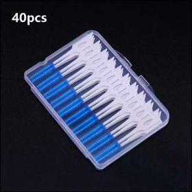 40/120pcsInterdental brush Soft silicone adaptive interdental brush Space brush orthodontic braces brush dental odontología (Color: C623-blue 40Pcs)