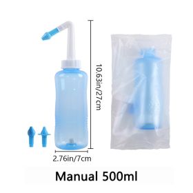 Nose Wash Cleaner Nasal Irrigator Rinse Bottle Nose Protector Avoid Allergic Rhinitis Adults Children Neti Pot 300ML 500ML (Color: Manual 500ml)