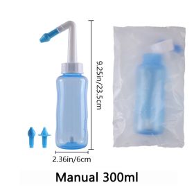 Nose Wash Cleaner Nasal Irrigator Rinse Bottle Nose Protector Avoid Allergic Rhinitis Adults Children Neti Pot 300ML 500ML (Color: Manual 300ml)