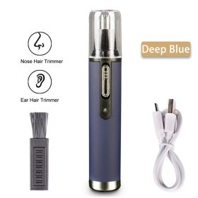 1PC Electric Nose Hair Trimmer USB Rechargeable Ear Nose Hair Trimmer Shaver Razor For Men Hair Removal (Items: Nose Hair Trimmer, Color: Deep blue)