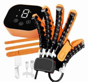 NEW Rehabilitation Robot Glove Finger Training Stroke Hand Splint with 4 Modes Portable Hemiplegia Physical Therapy Equipment (Specification: Left Hand L, Color: Orange)