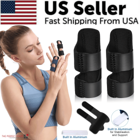 Adjustable Trigger Finger Splint Straightener Corrector Brace Support Protector (Colors: Black - 2 Pack)
