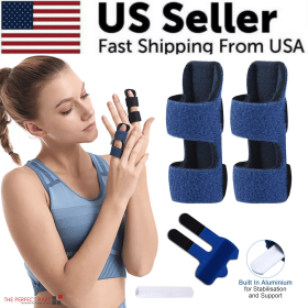 Adjustable Trigger Finger Splint Straightener Corrector Brace Support Protector (Colors: Blue - 2 Pack)