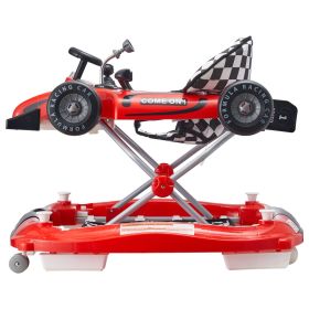 VEVOR 4-in-1 Baby Walker, Foldable Baby Activity Center on Wheels, Adjustable Height, Light, Steering Wheel (Functional Morphology: 4 in 1, Color: Red)