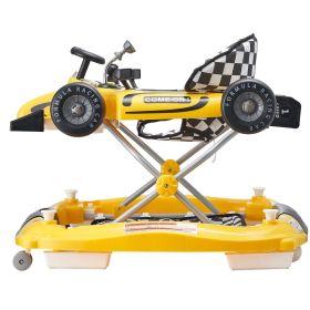 VEVOR 4-in-1 Baby Walker, Foldable Baby Activity Center on Wheels, Adjustable Height, Light, Steering Wheel (Functional Morphology: 4 in 1, Color: Yellow)