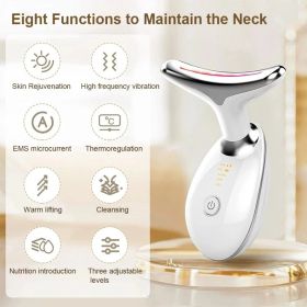 Facial Massager Neck Facial Beauty Device 3 Color EMS Microcurrent Skin Rejuvenation Massagers Lifting Tighten Skin Care Tool Anti Wrinkle Double (Color: White)