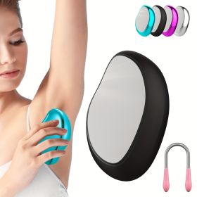 Crystal Hair Eraser Physical Hair Removal Tool Epilator Reusable Body Depilation Tool Glass Hair Remover Portable Mild Epilator (Color: TMQ-Black)